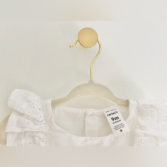 Carter's BEAUTIFUL White Ruffle Sleeve Eyelet Dress Baby Girl 9 Months - Picture 3 of 5